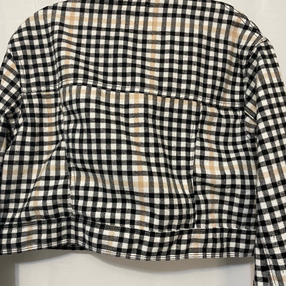 Bluenotes Plaid Cropped Jacket Black and Tan Women’s Small - Picture 5 of 5